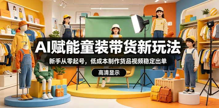 AI赋能童装带货新玩法，新手从零起号，低成本制作货品视频稳定出单-泡泡网赚