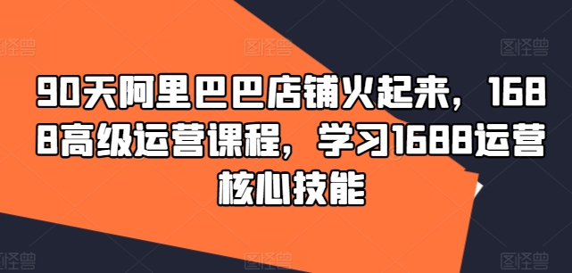 90天阿里巴巴店铺火起来，1688高级运营课程，学习1688运营核心技能-泡泡网赚