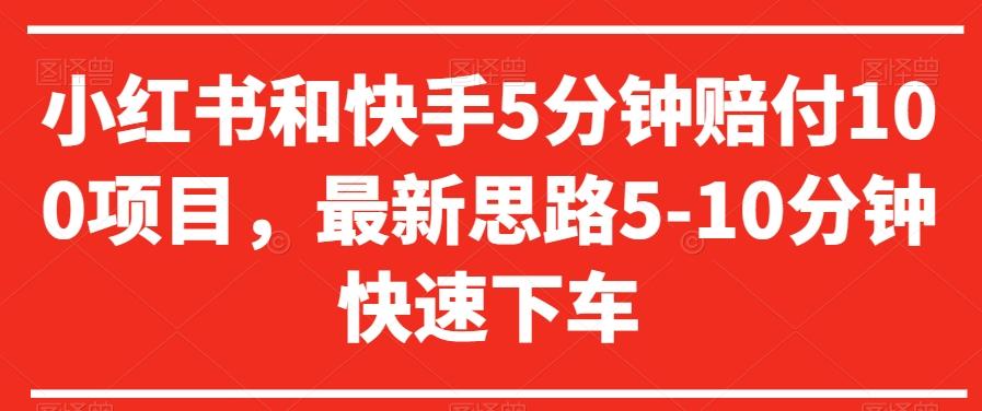 小红书和快手5分钟赔付100项目，最新思路5-10分钟快速下车【仅揭秘】-泡泡网赚