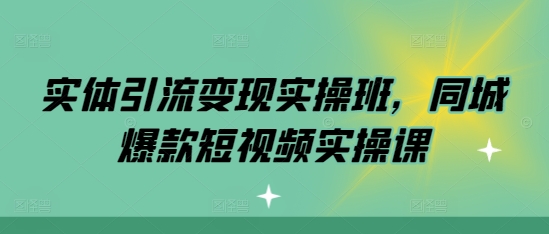 实体引流变现实操班，同城爆款短视频实操课-泡泡网赚