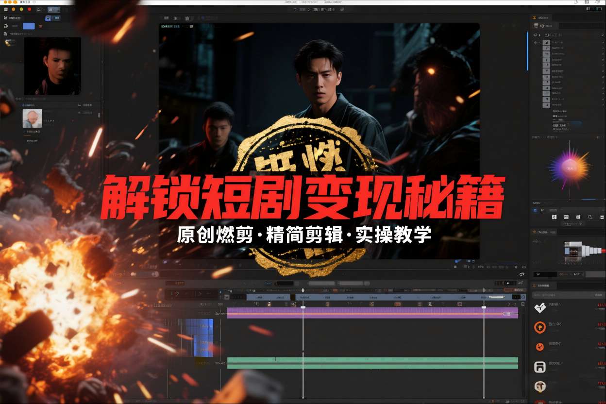 短剧拉新之原创燃剪精简剪辑实操课，解锁短剧变现秘籍-泡泡网赚