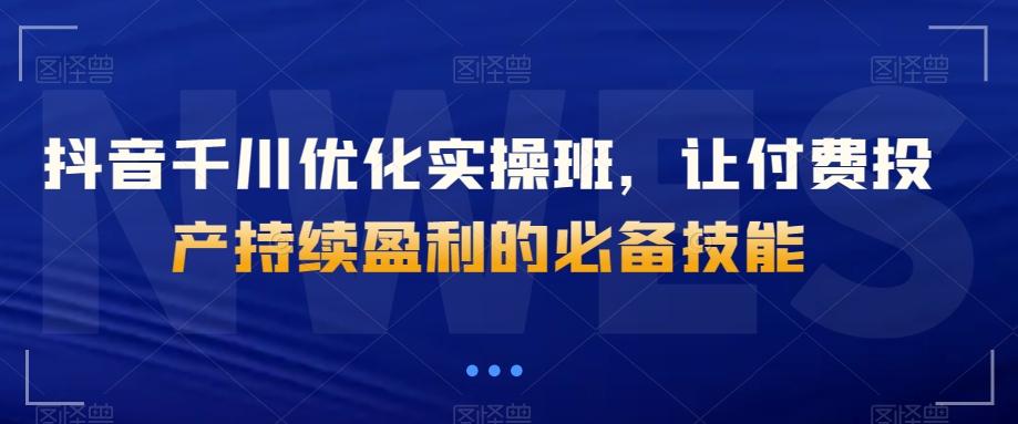 抖音千川优化实操班，让付费投产持续盈利的必备技能-泡泡网赚