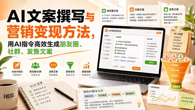 AI文案撰写与营销变现方法,用AI指令高效生成朋友圈、社群、发售文案 AI文案撰写与营销变现方法,用AI指令高效生成朋友圈、社群、发售文案