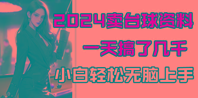 2024卖台球资料，一天搞了几千，小白轻松无脑上手-泡泡网赚