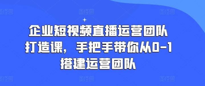 企业短视频直播运营团队打造课，手把手带你从0-1搭建运营团队-泡泡网赚