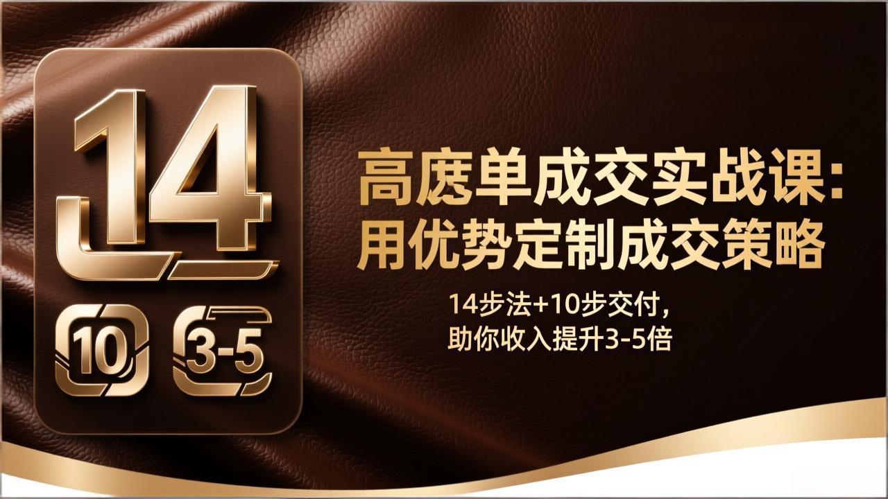 高客单成交实战课：用优势定制成交策略，14步法+10步交付，助你收入提升3-5倍-泡泡网赚
