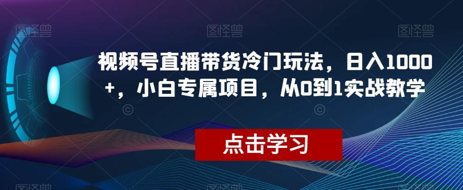 视频号直播带货冷门玩法，日入1000+，小白专属项目，从0到1实战教学【揭秘】-泡泡网赚