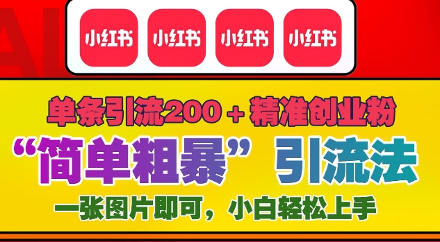 12月底小红书”简单粗暴“引流法，单条引流200+精准创业粉-泡泡网赚