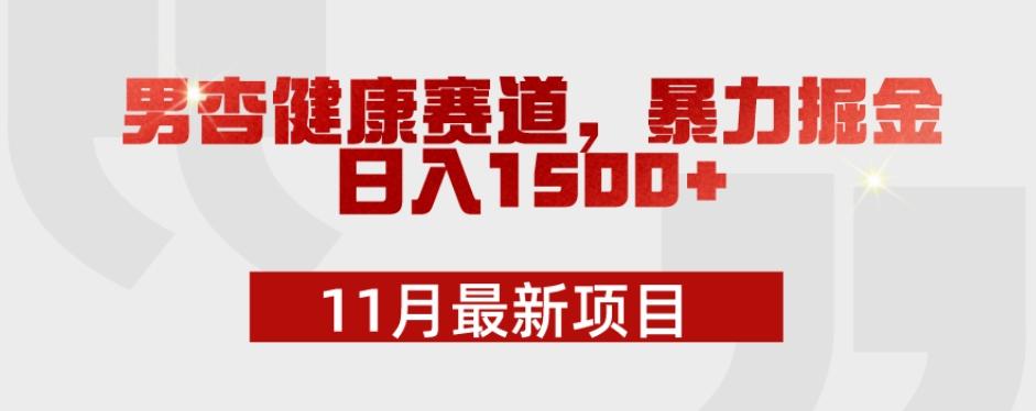 11月最新项目，男杏健康赛道，暴力掘金，日入1500+-泡泡网赚