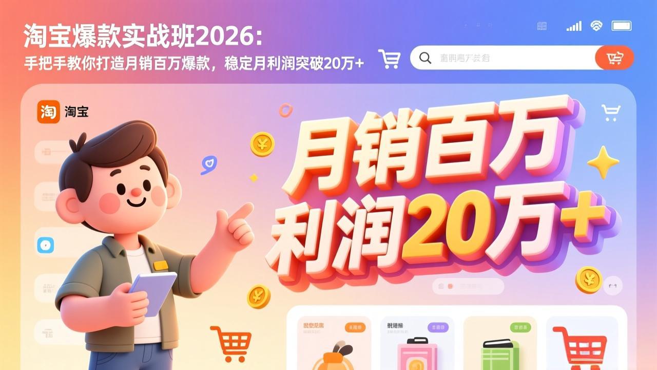 淘宝爆款实战班-2026年3月更新：手把手教你打造月销百万爆款，稳定月利润突破20万+-泡泡网赚