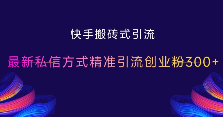 快手搬砖式引流，最新私信方式精准引流创业粉300+-泡泡网赚