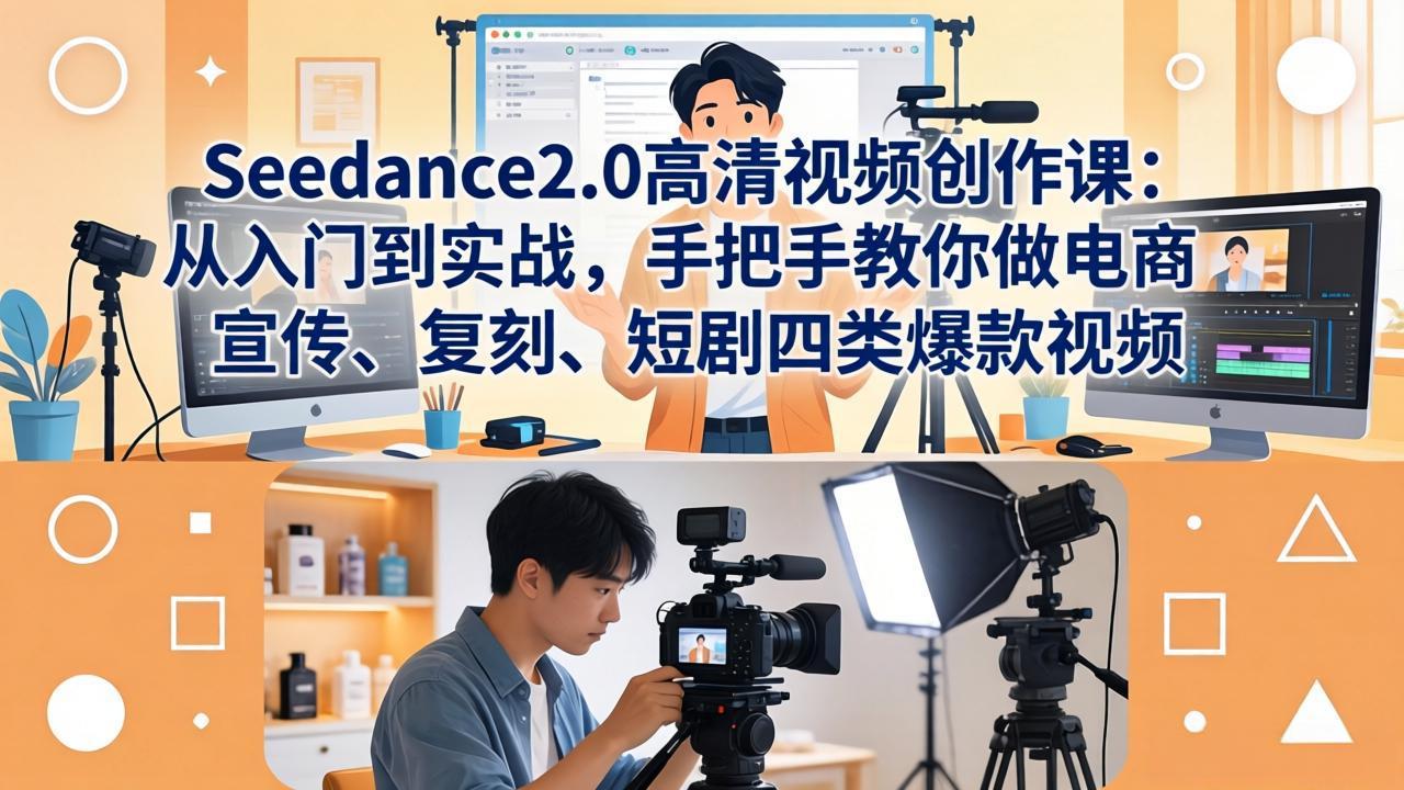 Seedance2.0高清视频创作课：从入门到实战，手把手教你做电商、宣传、复刻、短剧四类爆款视频-泡泡网赚
