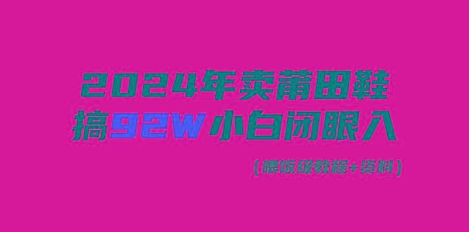 (9329期)2024年卖莆田鞋，搞了92W，小白闭眼操作！-泡泡网赚