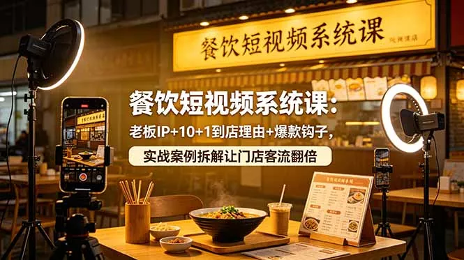 餐饮短视频系统课：老板IP+10+1到店理由+爆款钩子，实战案例拆解让门店客流翻倍-泡泡网赚