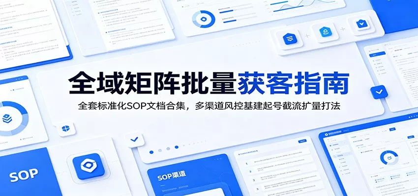 全域矩阵批量获客指南：全套标准化SOP文档合集，多渠道风控基建起号截流扩量打法-泡泡网赚