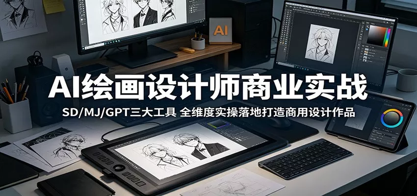 AI绘画设计师商业实战：SD/MJ/GPT三大工具，全维度实操落地打造商用设计作品-泡泡网赚