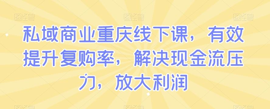 私域商业重庆线下课，有效提升复购率，解决现金流压力，放大利润-泡泡网赚