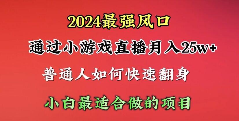 (10020期)2024年最强风口，通过小游戏直播月入25w+单日收益5000+小白最适合做的项目-泡泡网赚