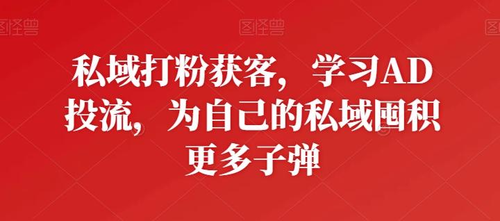 私域打粉获客，学习AD投流，为自己的私域囤积更多子弹-泡泡网赚