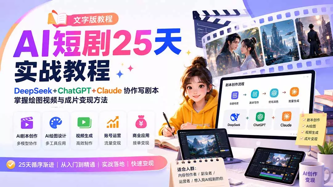 AI短剧25天实战教程(文字版教程-泡泡网赚