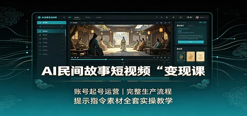 AI民间故事短视频变现课：账号起号运营，完整生产流程，提示指令素材全套实操教学-泡泡网赚