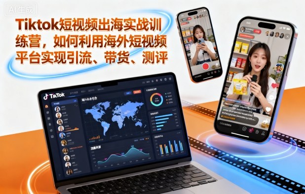 Tiktok短视频出海实战训练营，如何利用海外短视频平台实现引流、带货、测评-泡泡网赚