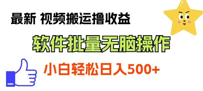 最新视频搬运撸收益，软件无脑批量操作，新手小白轻松上手-泡泡网赚