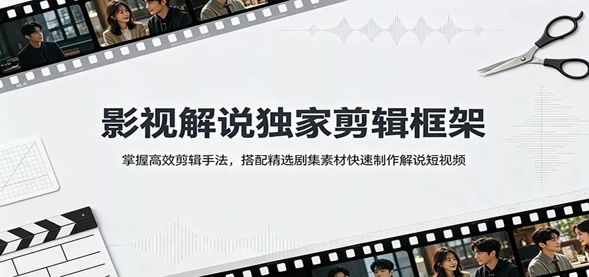 影视解说独家剪辑框架：掌握高效剪辑手法，搭配精选剧集素材快速制作解说短视频-泡泡网赚