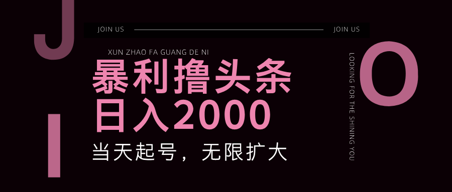 暴利撸头条，单号日入2000+，可无限扩大-泡泡网赚