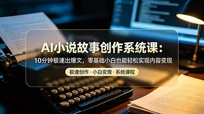 AI小说故事创作系统课：10分钟极速出爆文，零基础小白也能轻松实现内容变现-泡泡网赚