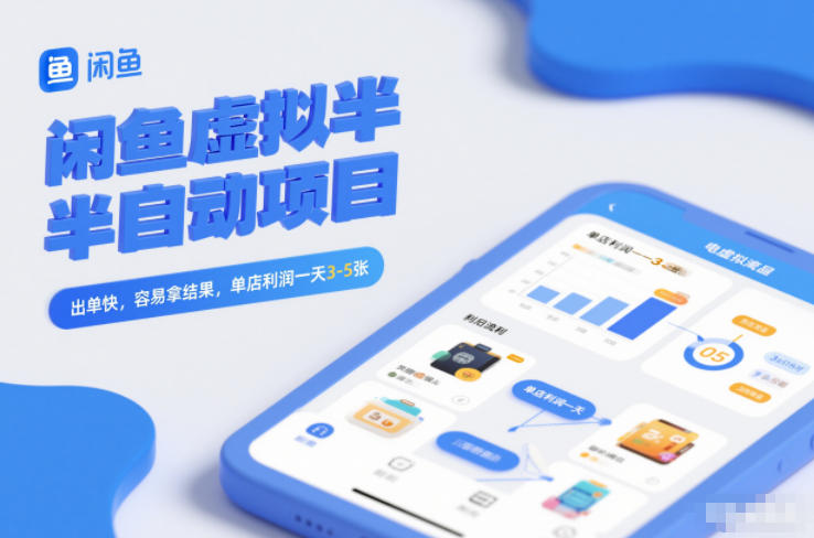 闲鱼虚拟半自动项目，出单快，容易拿结果，单店利润一天3-5张-泡泡网赚