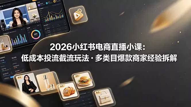 2026小红书电商直播小课，低成本投流截流玩法，多类目爆款商家经验完整拆解教学-泡泡网赚