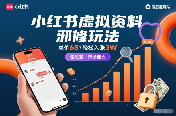 小红书虚拟资料邪修玩法，单价68，轻松入账3W，信息差玩法，市场庞大-泡泡网赚