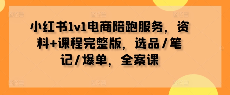 小红书1v1电商陪跑服务，资料+课程完整版，选品/笔记/爆单，全案课-泡泡网赚