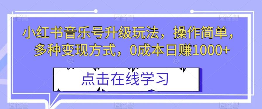 小红书音乐号升级玩法，操作简单，多种变现方式，0成本日赚1000+【揭秘】-泡泡网赚