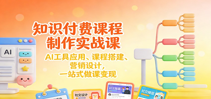 知识付费课程制作实战课：AI工具应用 、课程搭建、营销设计，一站式做课变现-泡泡网赚