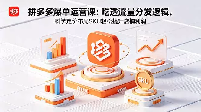 拼多多爆单运营实战课：吃透流量分发逻辑，科学定价布局SKU轻松提升店铺利润-泡泡网赚