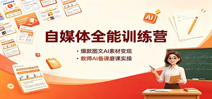 自媒体全能训练营：爆款图文AI素材变现，教师AI备课磨课实操-泡泡网赚