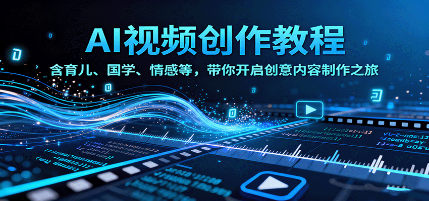 AI视频创富课，含育儿、国学、情感等，带你开启创意内容制作之旅-泡泡网赚