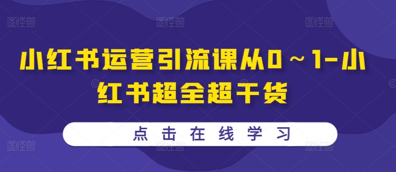 小红书运营引流课从0～1-小红书超全超干货-泡泡网赚