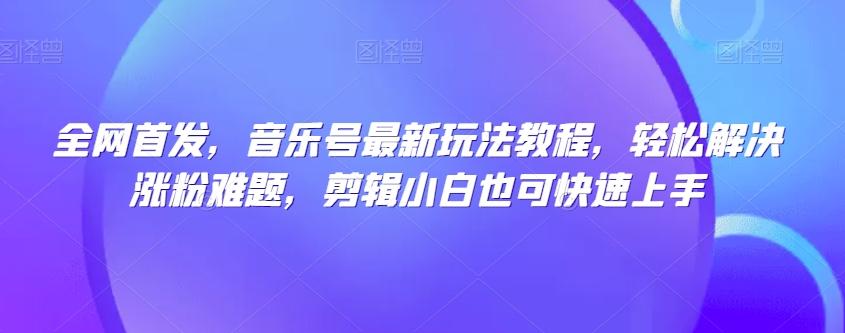 全网首发，音乐号最新玩法教程，轻松解决涨粉难题，剪辑小白也可快速上手-泡泡网赚
