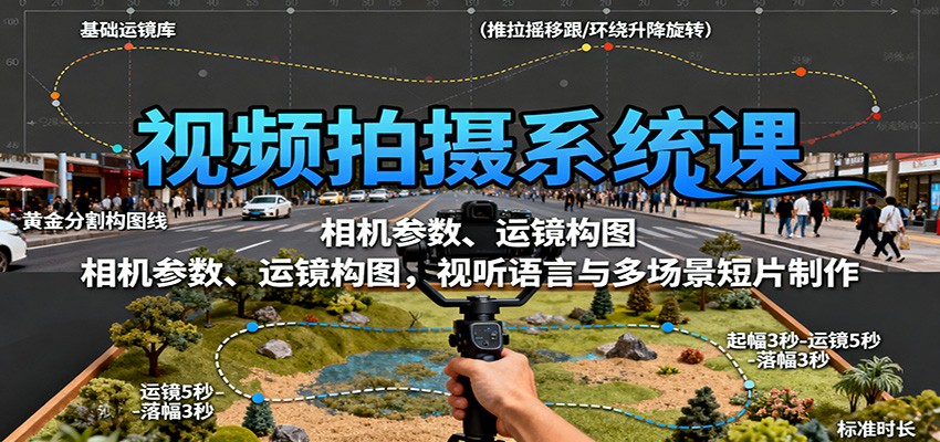 视频拍摄系统课：相机参数、运镜构图，视听语言与多场景短片制作-泡泡网赚