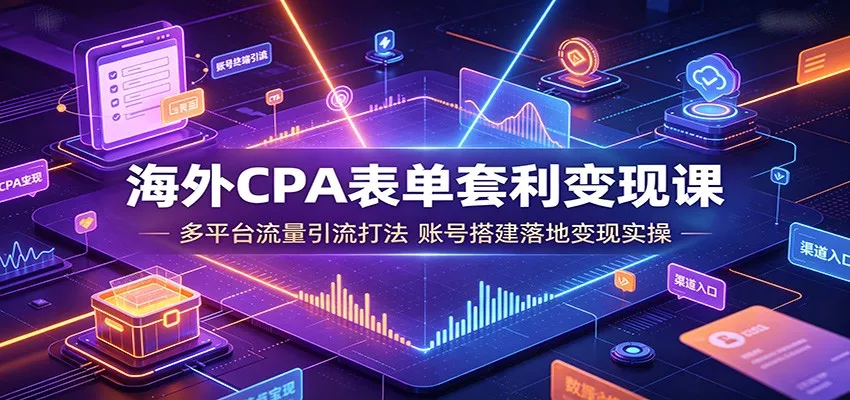 海外CPA表单套利变现课：多平台流量引流打法，账号搭建落地变现实操-泡泡网赚