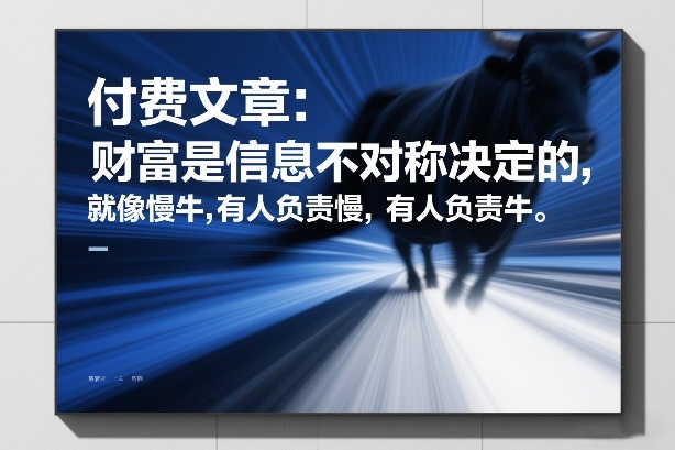 付费文章：财富是信息不对称决定的，就像慢牛，有人负责慢，有人负责牛-泡泡网赚