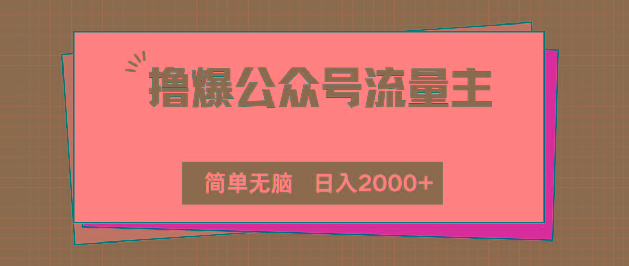 撸爆公众号流量主，简单无脑，单日变现2000+-泡泡网赚