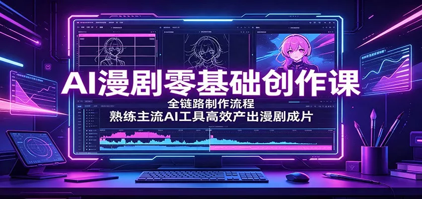 AI漫剧零基础创作课：全链路制作流程，熟练主流AI工具高效产出漫剧成片-泡泡网赚