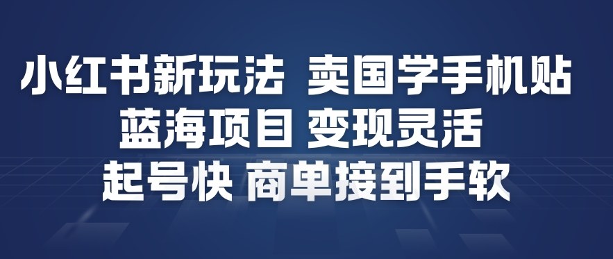 小红书新玩法，卖国学手机贴，蓝海项目，变现灵活，起号快，商单接到手软-泡泡网赚