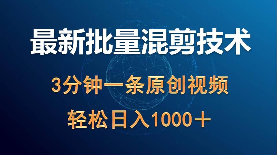 (9982期)最新批量混剪技术撸收益热门领域玩法，3分钟一条原创视频，轻松日入1000＋-泡泡网赚