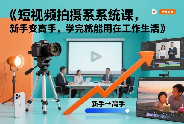 短视频拍摄系统课，新手变高手，学完就能用在工作生活-泡泡网赚