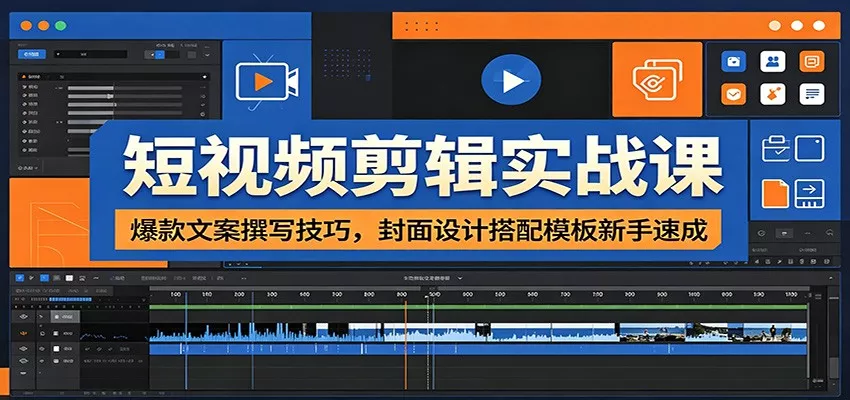 短视频剪辑实战课：爆款文案撰写技巧，封面设计搭配模板新手速成-泡泡网赚